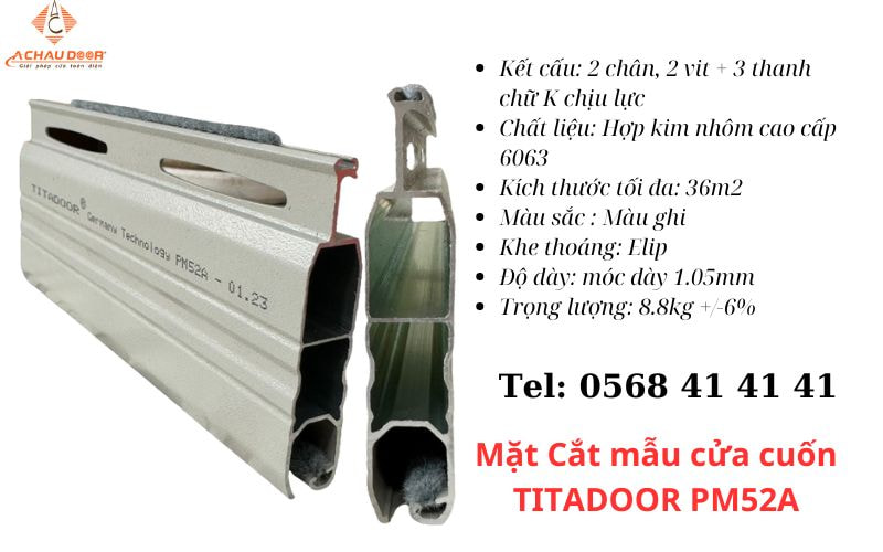 Tiết Kiệm Không Gian Cửa Cuốn Đức Titadoor PM52A Khe Thoáng Bền Đẹp