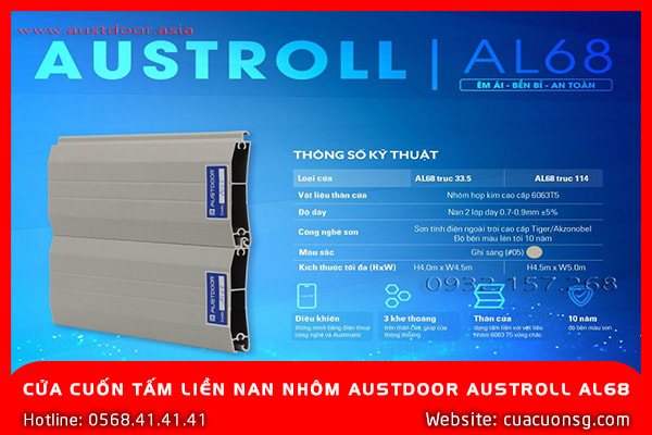 Cửa cuốn nan nhôm Austdoor AL68 chính hãng an toàn bền đẹp