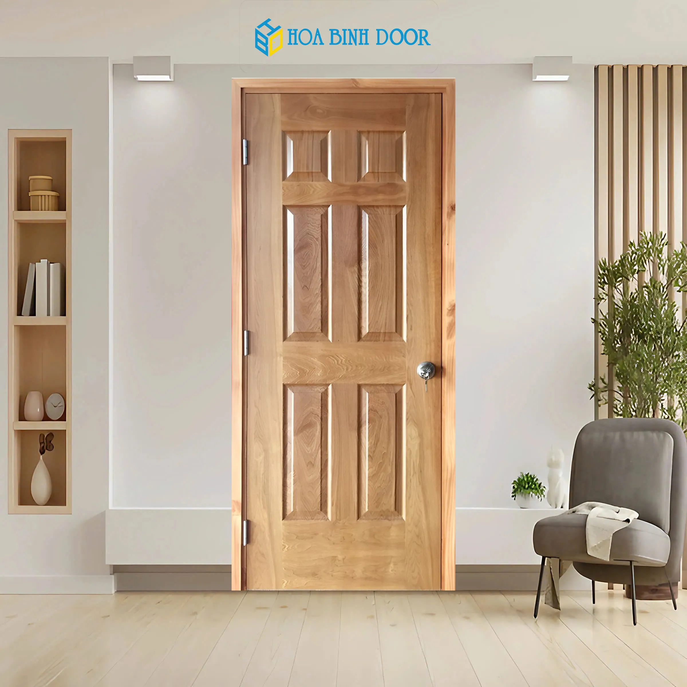 Cửa gỗ HDF Veneer 6A ASH bền đẹp giá tốt mua ngay