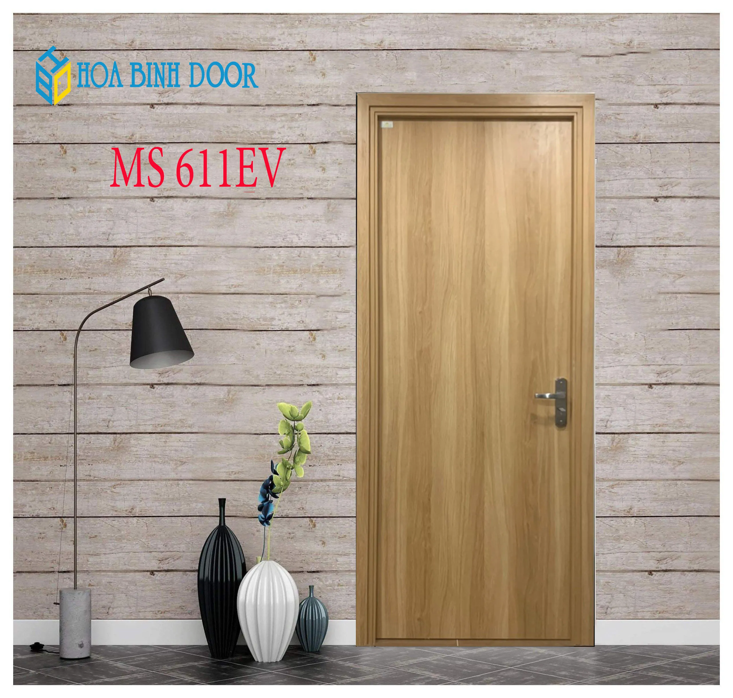 Cửa gỗ MDF phủ melamine HB.P-611EV sang trọng bền đẹp mua ngay