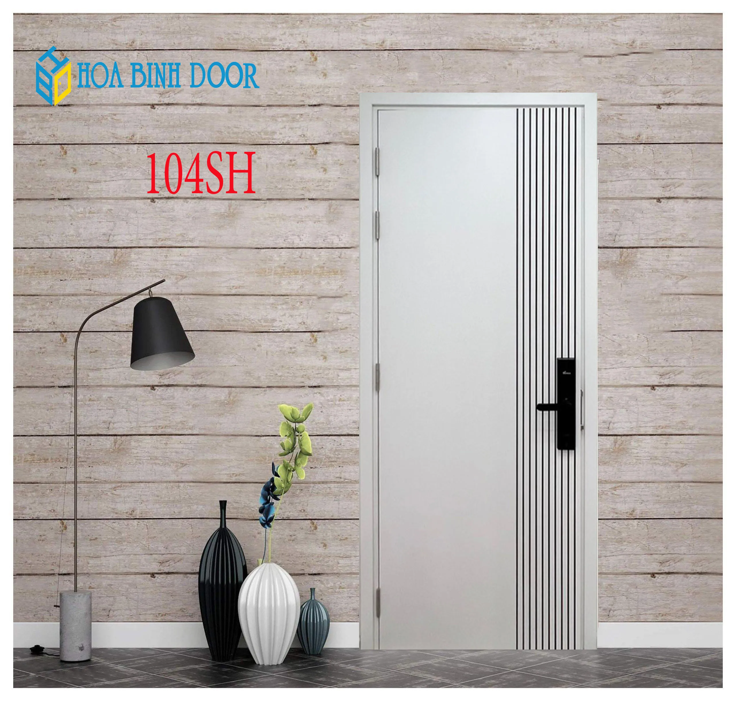 Cửa gỗ MDF phủ melamine HB.P-104SH bền đẹp giá tốt