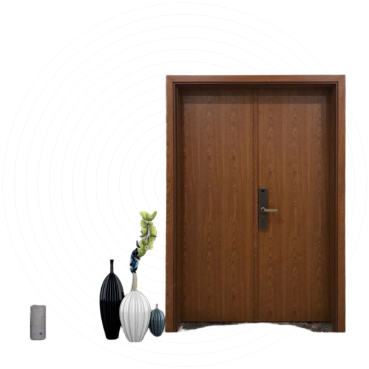 Cửa gỗ 2 cánh MDF Melamine HB 03 bền đẹp giá tốt 