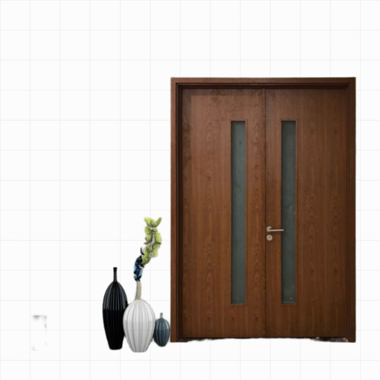Cửa gỗ 2 cánh MDF Melamine HB 02 bảo vệ bền đẹp giá ưu đãi 