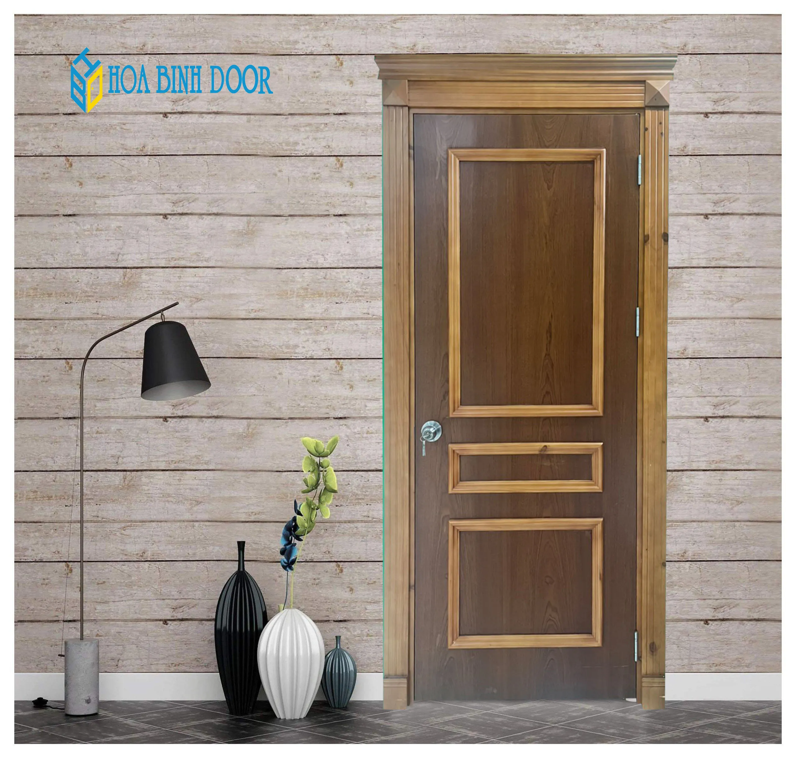 Cửa gỗ MDF veneer Luxury HB-PN-3 chất lượng bền đẹp giá tốt