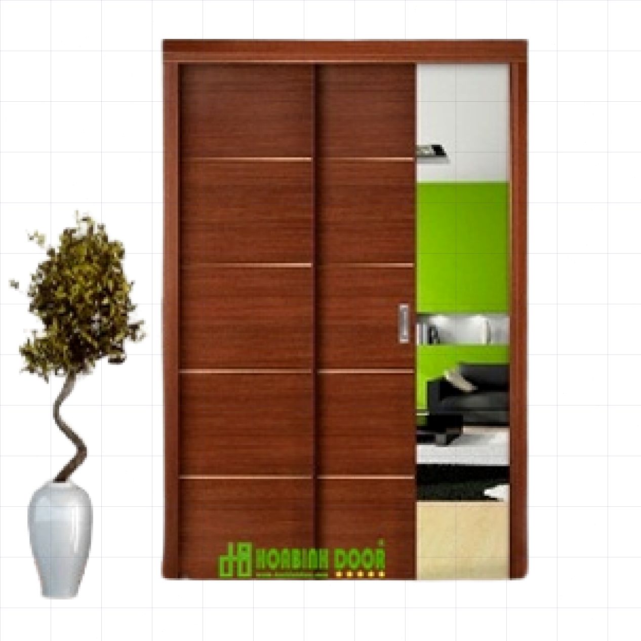 Cửa gỗ MDF phủ veneer lùa đẹp sang trọng chất lượng giá tốt 