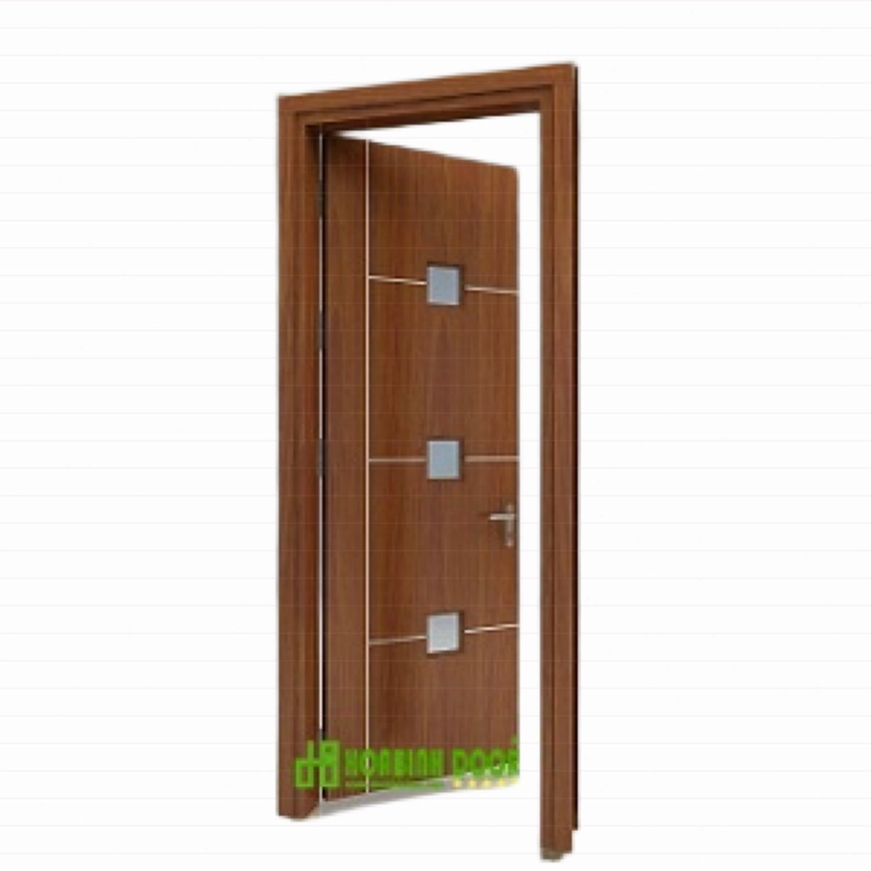 Cửa gỗ MDF phủ veneer KD.R4GL3 bền đẹp sang trọng giá tốt 
