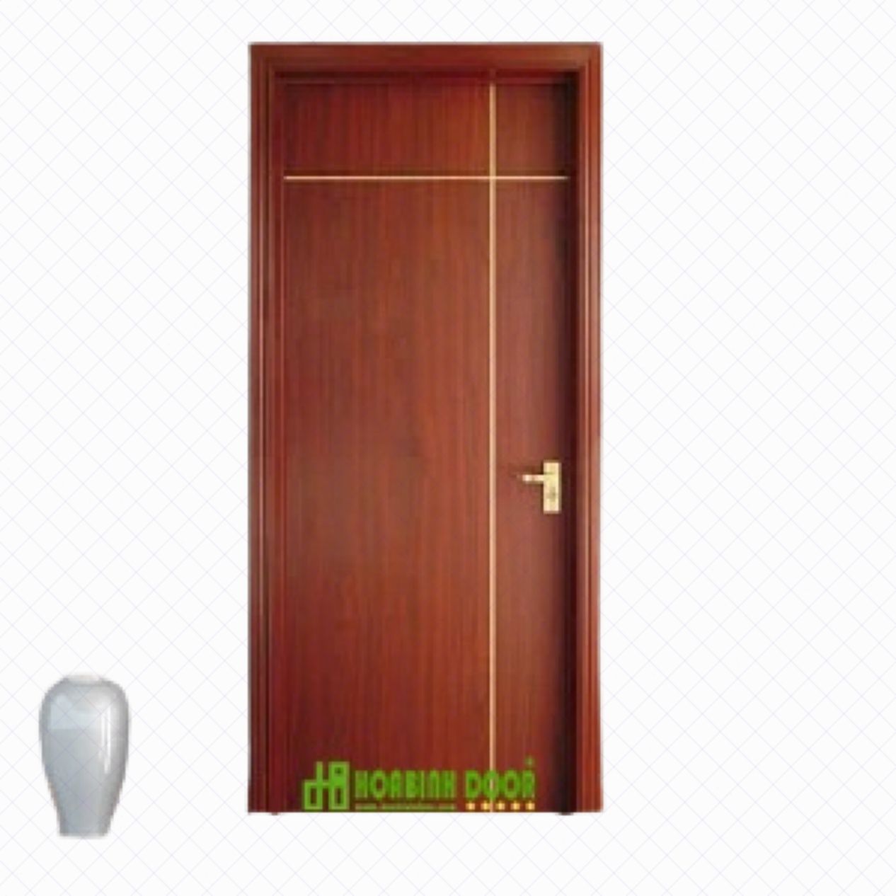 Cửa gỗ MDF phủ veneer KD.P1R2G bền đẹp, sang trọng, giá tốt 